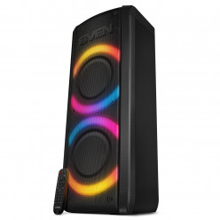 SVEN PS-710, 100W (2x50) Dynamic switchable RGB backlight, TWS, Fast Bluetooth connection by NFC (Android), FM, USB, microSD, LED display, 4400mA*h, Two microphone inputs for karaoke, Remote control, Carrying handle, Black
